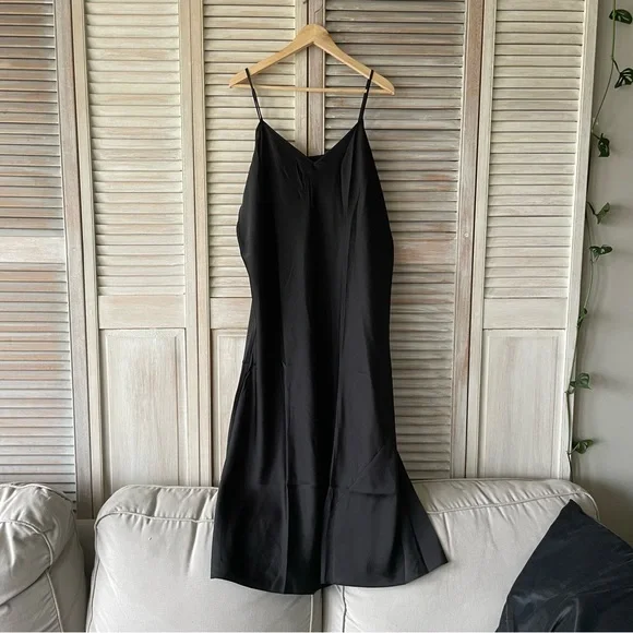 knix Black Slip Midi Dress with White Layered Turtleneck Look - Picture 2 of 8